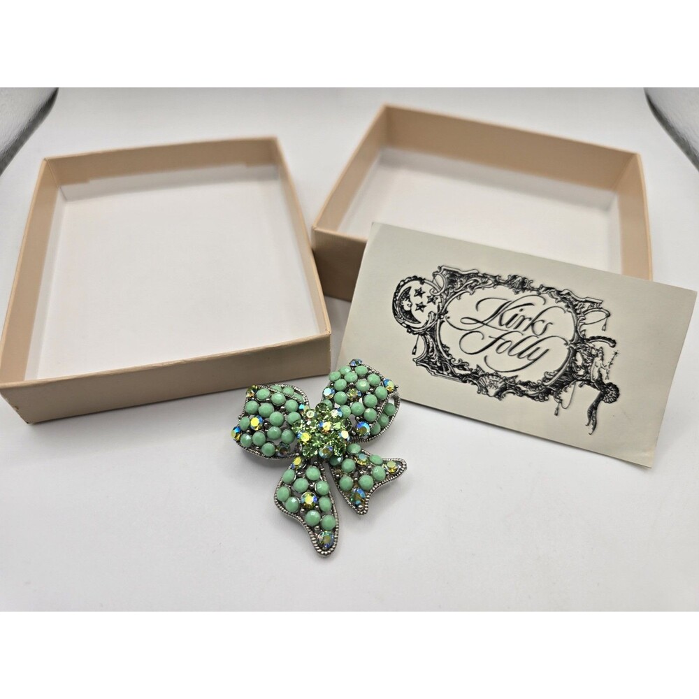 Kirks Folly Green Bow Brooch